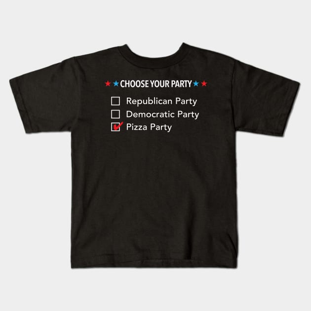 Choose Your Party: Republican Democratic Pizza Kids T-Shirt by zubiacreative